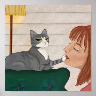 Funny Cat Poster - Affection Rejection