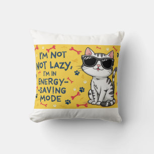 Funny Cat Poster, Cartoon cat wearing sunglasses  Throw Pillow