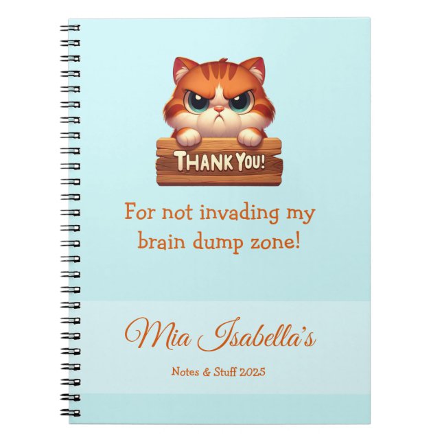 Funny Cat - Privacy Notebook Customizable (Front)
