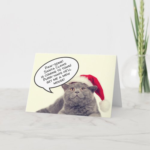 Funny cat pun Christmas Xmas customizable Holiday Card