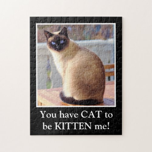 Funny Cat Pun Clever Siamese Cat Kitten Blue Eyes Jigsaw Puzzle