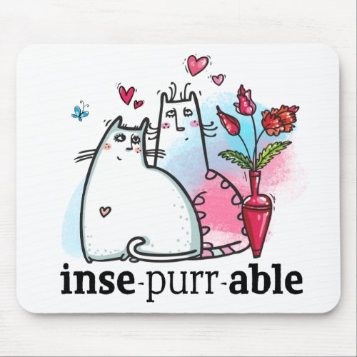 Funny Cat Pun Insepurrable Cute cartoon Mouse Pad