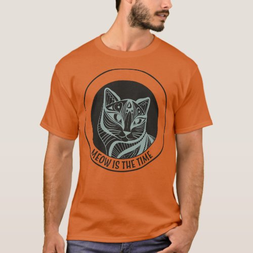 Funny Cat Pun Meow is the Time T_Shirt