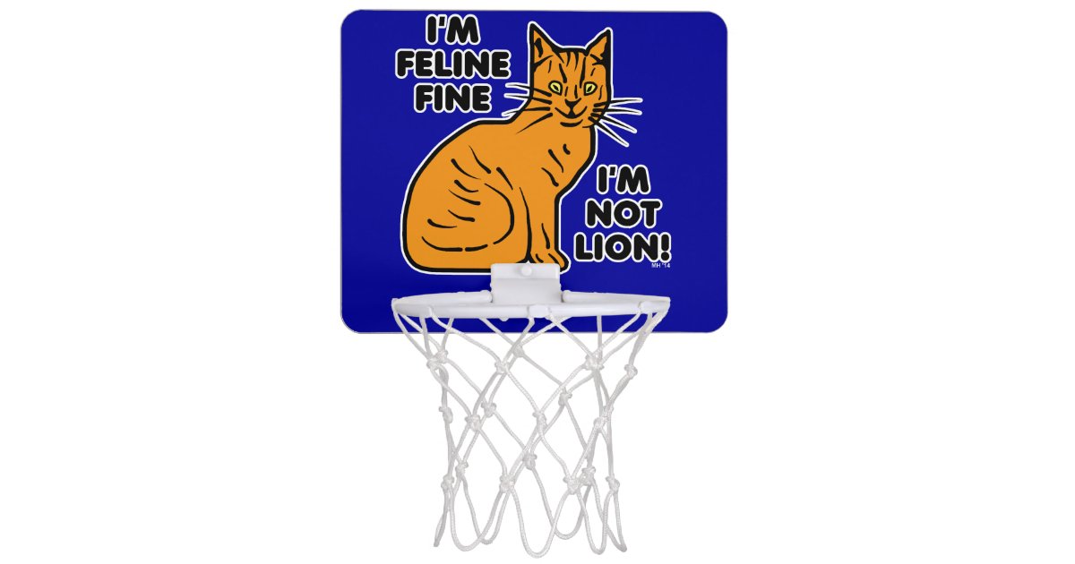 Funny Cat Pun Orange Feline Fine Kitty Mini Basketball Hoop