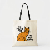 Funny Cat Pun Orange Feline Fine Kitty Tote Bag