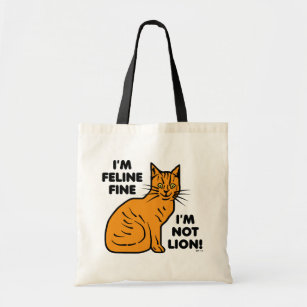Funny Cat Pun Orange Feline Fine Kitty Tote Bag
