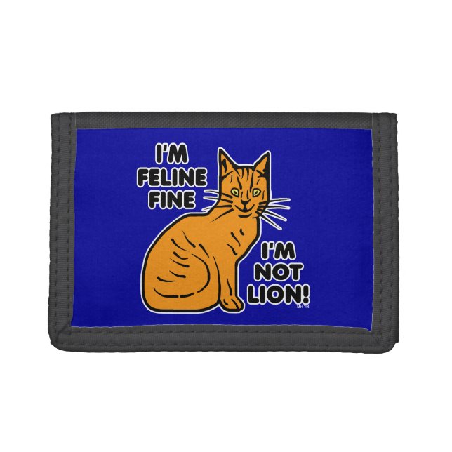 Funny Cat Pun Orange Feline Fine Kitty Trifold Wallet (Front)