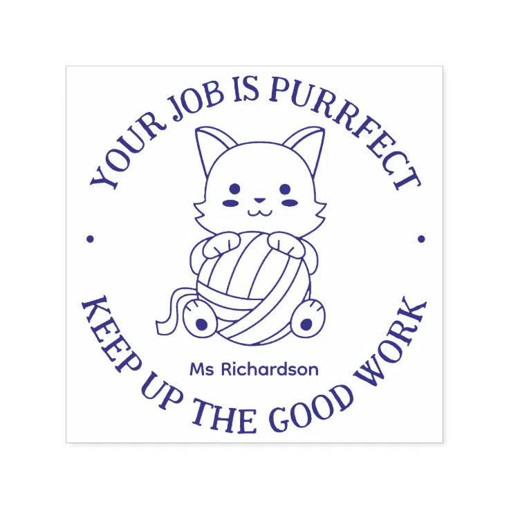 Funny Cat Pun Perfect Job Teacher Encouragement Self-inking Stamp | Zazzle