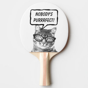 Funny cat pun quote table tennis ping pong paddle