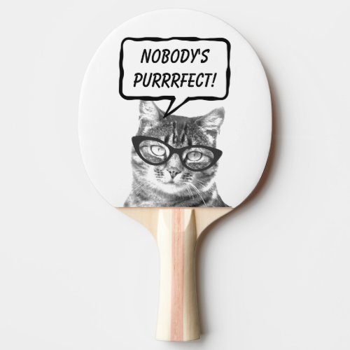 Funny cat pun quote table tennis ping pong paddle