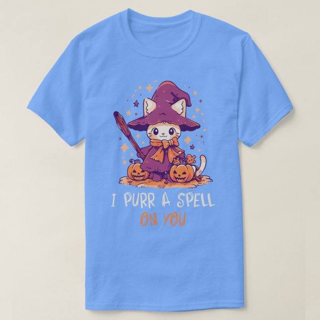 Funny Cat Pun Witch Spell Graphic Men Kids Women H T-Shirt (Design Front)