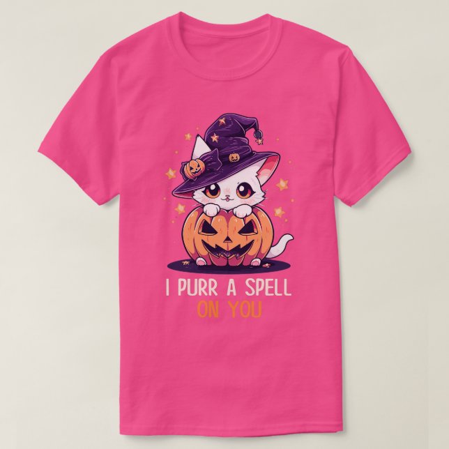 Funny Cat Pun Witch Spell Graphic Men Kids Women H T-Shirt (Design Front)