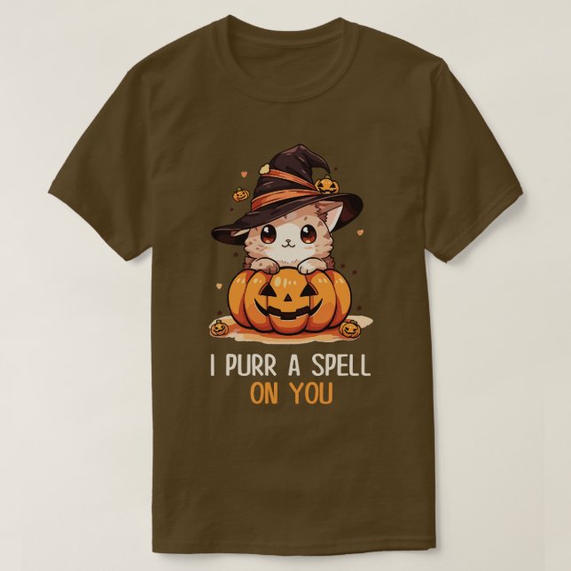 Funny Cat Pun Witch Spell Graphic Men Kids Women H T-Shirt (Design Front)