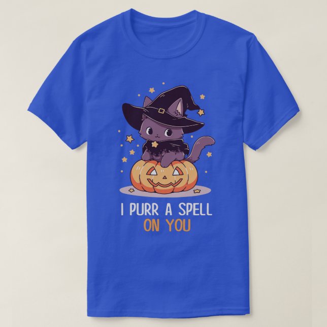 Funny Cat Pun Witch Spell Graphic Men Kids Women H T-Shirt (Design Front)