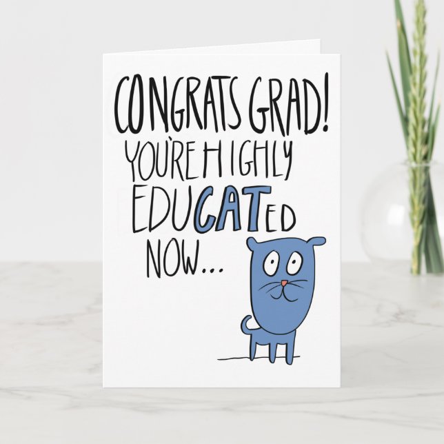 Funny Cat Puns Graduation Card (Front)
