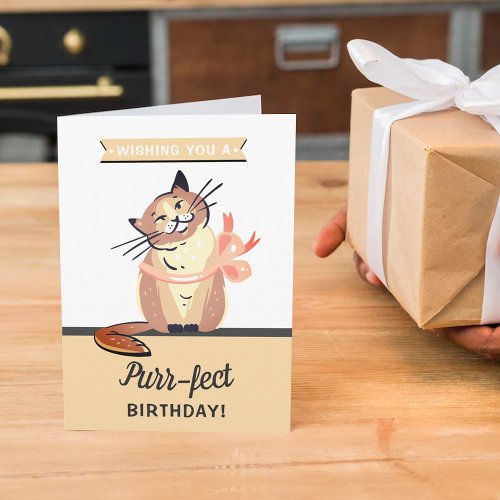 Funny Cat Purr_fect Any Age Birthday Card