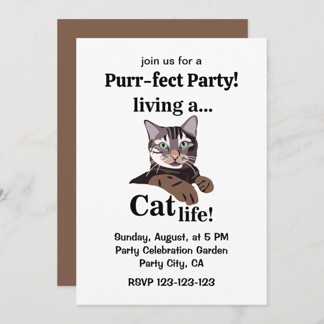 Funny Cat Purrfect Party Invitation (Front/Back)