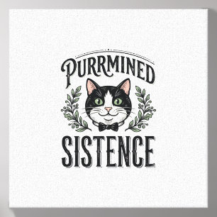Funny Cat Purrmined Sistence Vintage Graphic_1 Canvas Photo Tile