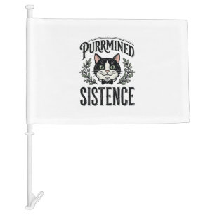 Funny Cat Purrmined Sistence Vintage Graphic_1 Car Flag