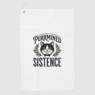 Funny Cat Purrmined Sistence Vintage Graphic_1 Golf Towel