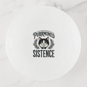 Funny Cat Purrmined Sistence Vintage Graphic_1 Trinket Tray