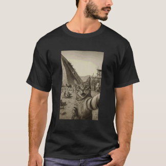 Funny Cat Pyramid Selfie Ancient Times Cat Meme T-Shirt