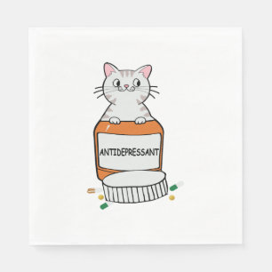 funny Cat Quote Antidepressant Cat Lover Napkins