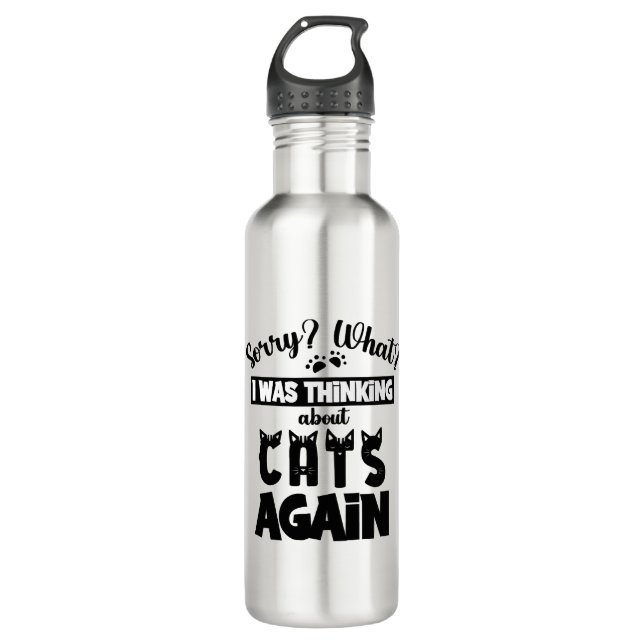 Funny Cat Quote Design Stainless Steel Water Bottle (Front)