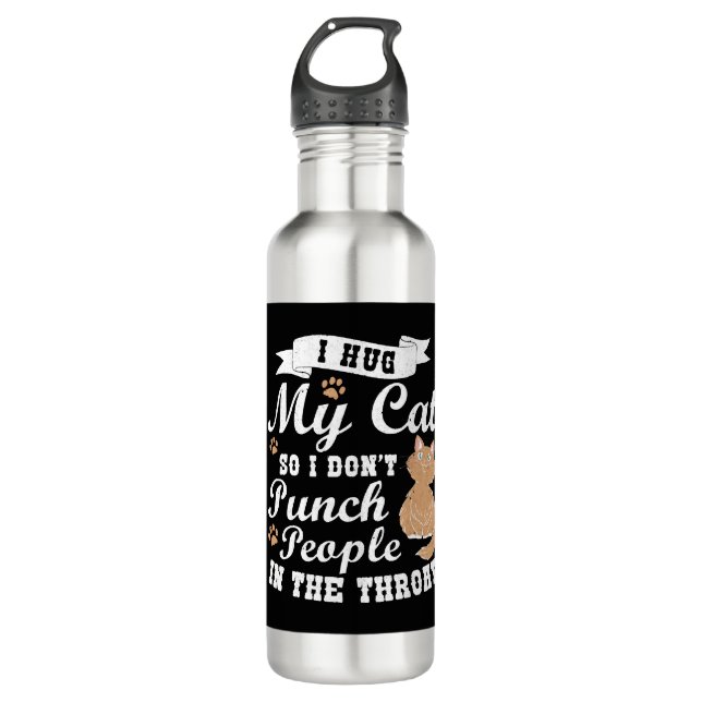 Funny Cat Quote Gift Kitten Cat Mom Cat Dad Hilari Stainless Steel Water Bottle (Front)