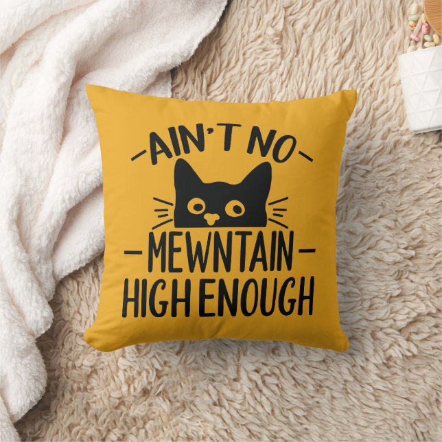 Funny Cat Quote Men's Mustard Yellow Throw Pillow (Blanket)