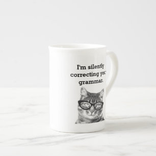 Funny cat quote photo bone china specialty tea mug