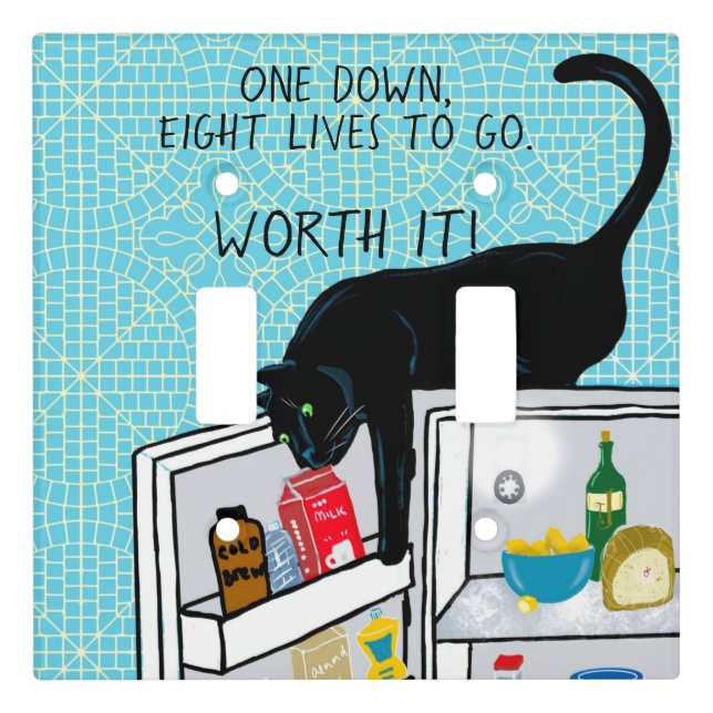 Funny Cat Raids Fridge Light Switch Cover (Front)