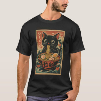 Funny Cat Ramen Graphic Tee Japanese Kawaii Anime