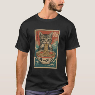 Funny Cat Ramen Graphic Tee Japanese Kawaii Anime