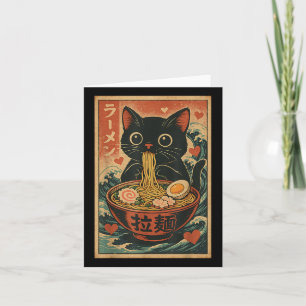 Funny Cat Ramen Graphic Tee Japanese Kawaii Anime Card
