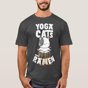 Funny Cat Ramen Yoga Pose Zen Meditation Japanese T-Shirt