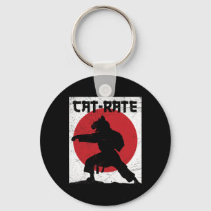 Funny Cat-rate Cat Karate Gift For Martial Arts Ki Keychain
