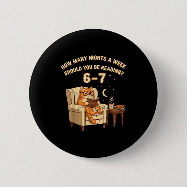 Funny Cat Reading 6-7 Meme Englieacher Book Lover  Button (Front)