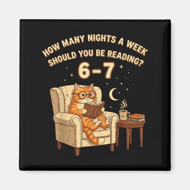 Funny Cat Reading 6-7 Meme Englieacher Book Lover  Magnet (Front)