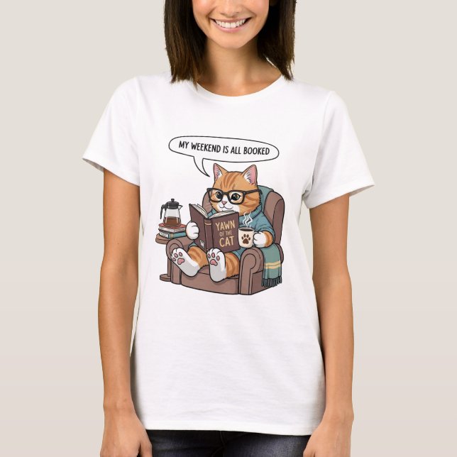 Funny Cat Reading T-Shirt  (Front)