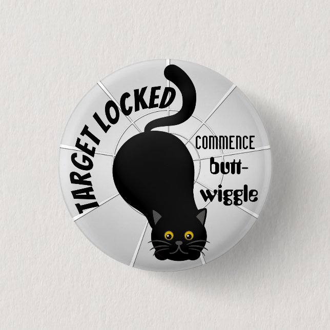 Funny Cat Ready to Pounce Button (Front)