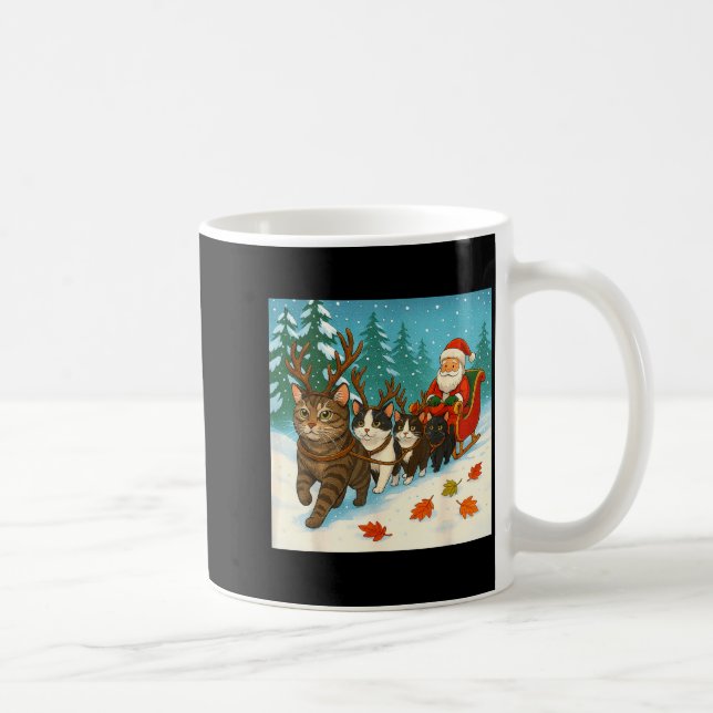 Funny Cat Reindeer Santa Christmas Design For Men  Coffee Mug (Right)