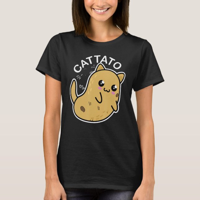 Funny Cat Resembling a Potato Amusing Trinket T-Shirt (Front)