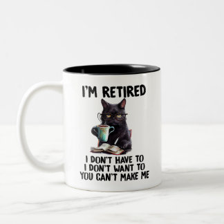 Funny Cat Retired 2025 Funny Retirement 2025 Two-Tone Coffee Mug