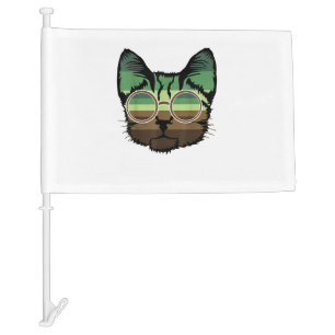 Funny Cat retro Car Flag