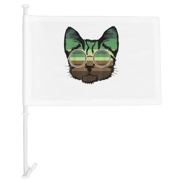 Funny Cat retro  Car Flag (Front)