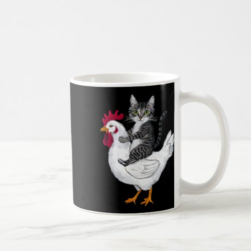 Funny Cat Riding Chicken Cat On A Chicken Lover 1  Coffee Mug