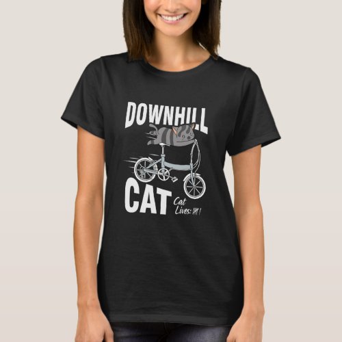 Funny Cat Riding Mtb Downhill Bicycle T_Shirt