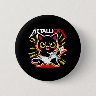 Funny Cat Rock 90s Meow For Music Band Of Friends Button