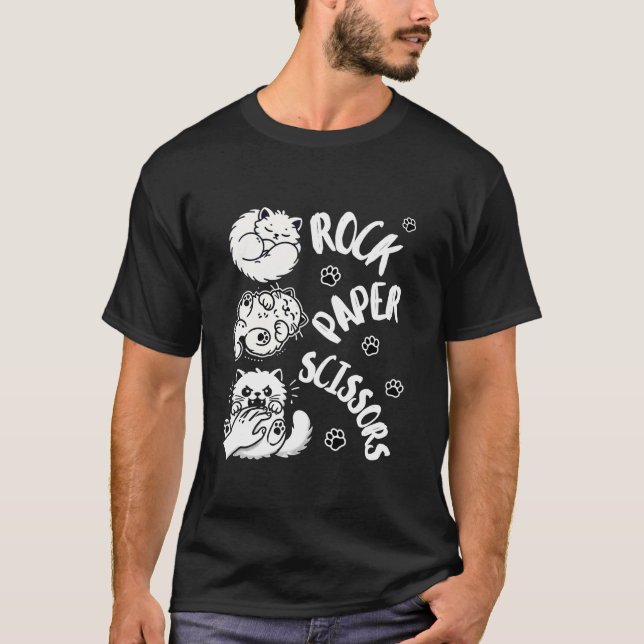 Funny Cat Rock Paper Scissors Game Cute Cat Women  T-Shirt (Front)